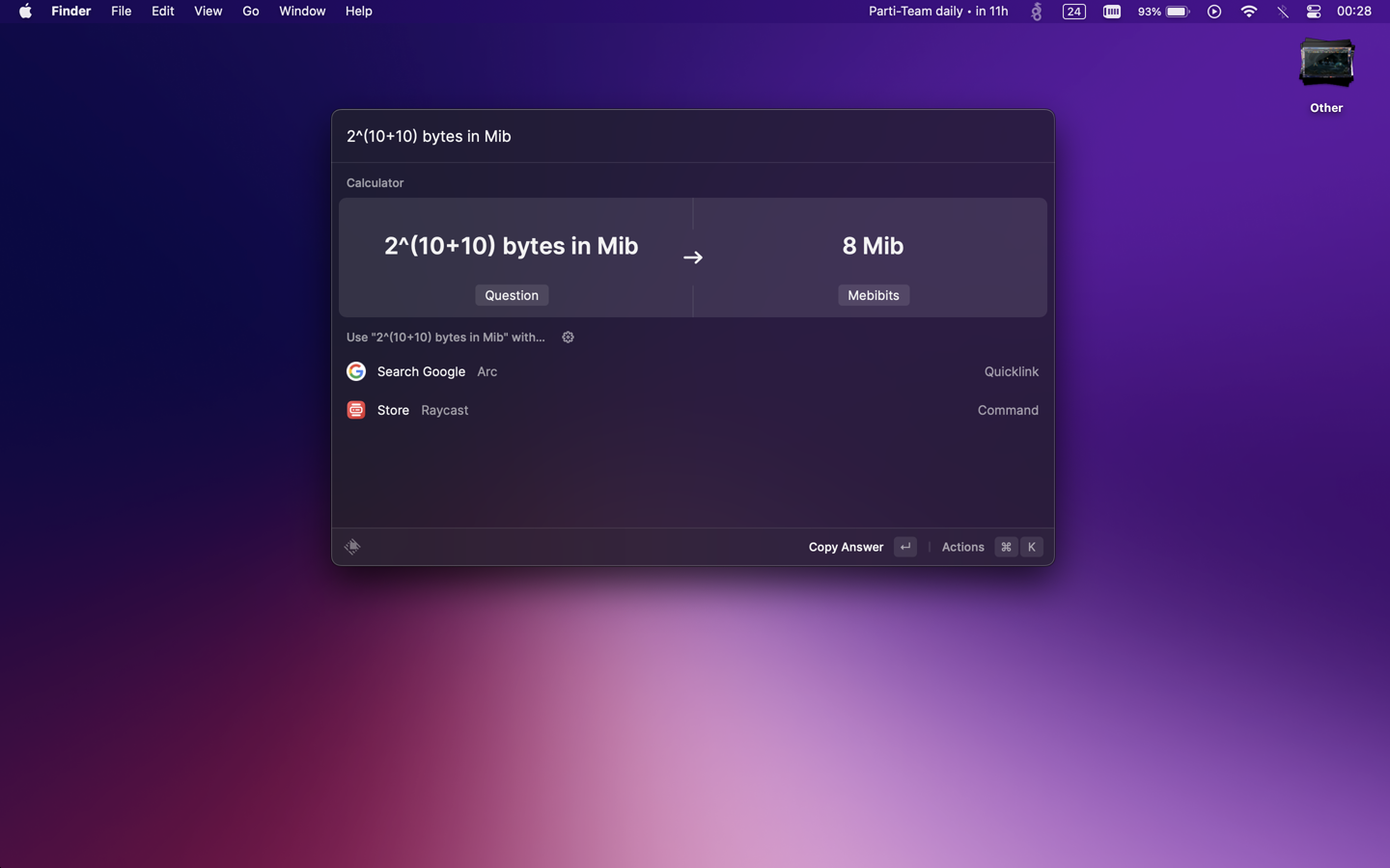 Raycast 也可以做到運算後單位轉換