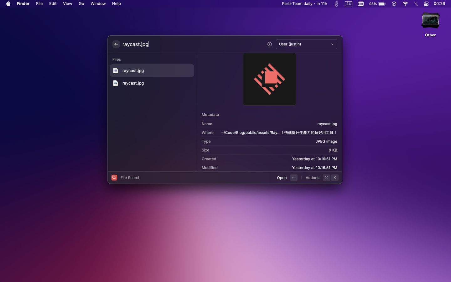 Raycast 檔案搜尋