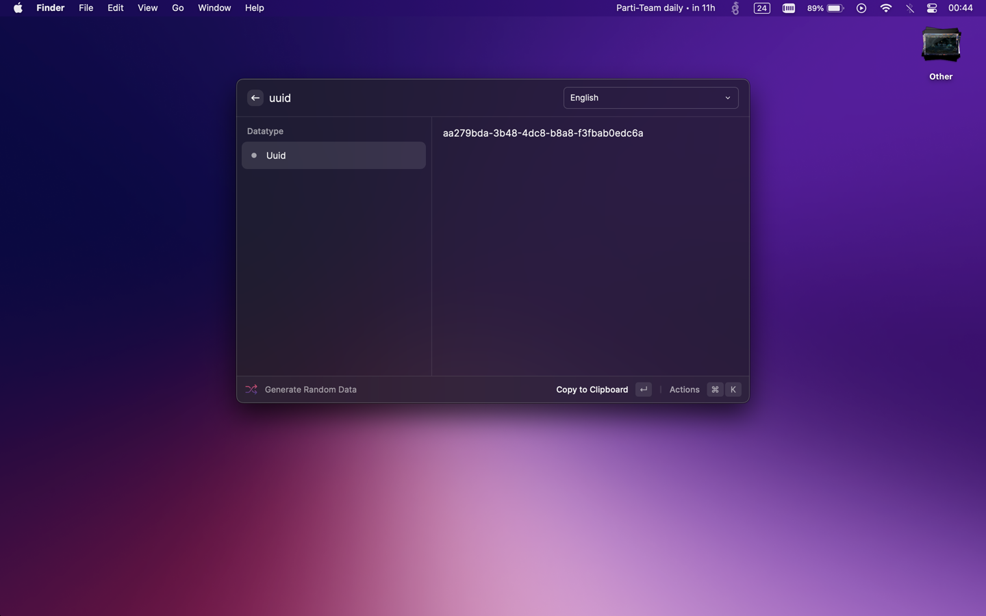Raycast 產生隨機 UUID