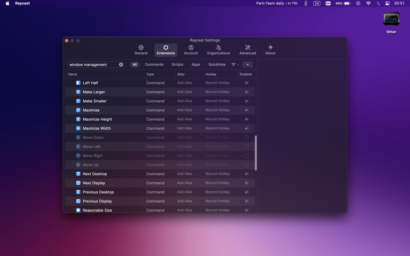 Raycast 有超多 Window Management 指令！